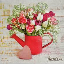 Serwetka do decoupage HANKE tulipany w konewce 33x33cm